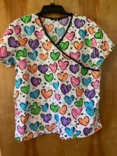 Just Love - Hearts - Valentine Scrub Top -  2 Pockets - XL - NWOT