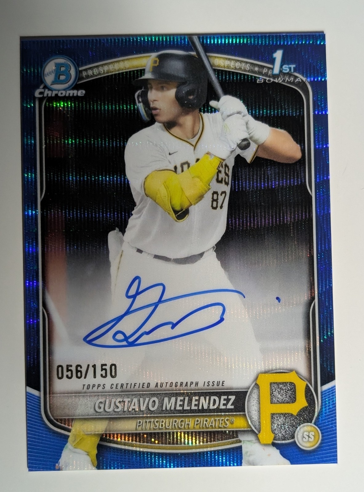 2025 Bowman Draft Chrome Gustavo Melendez 1st Blue Wave Refractor Auto /150