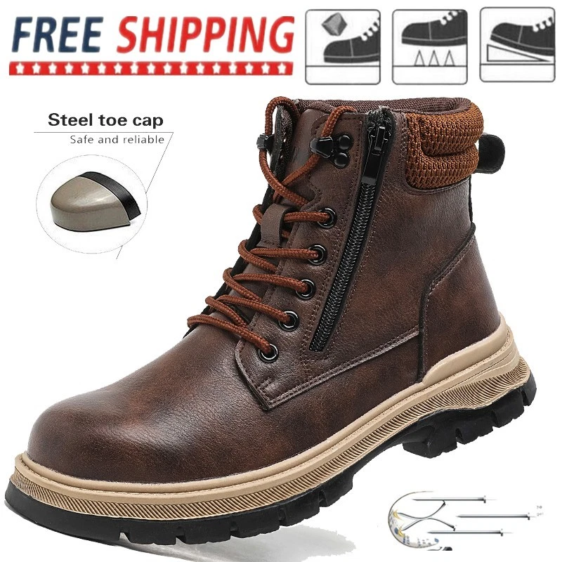 Indestructible Mens Work Boots Steel Toe Safety Shoes Waterproof Non Slip Boots