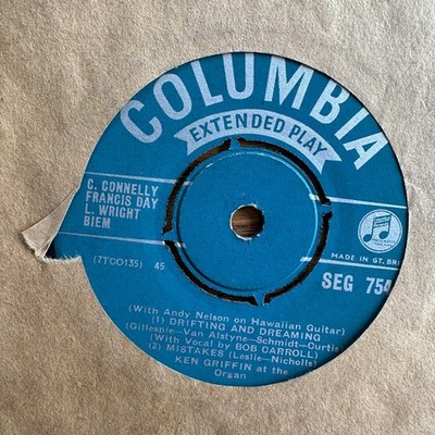 Ken Griffin - Drifting & Dreaming EP Record 45 RPM Columbia Organ EP