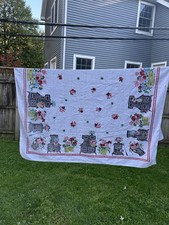 1950s Simtex "Memories" pattern hand-printed kasha cloth tablecloth Vintage