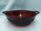 Vintage Anchor Hocking Red Glass 8" Royal Ruby Coronation Handled Serving Bowl