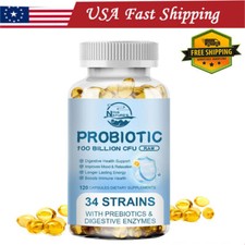 Prebiotic  Probiotics Capsules, 100 Billion CFU, Constipation  Bloating Relief