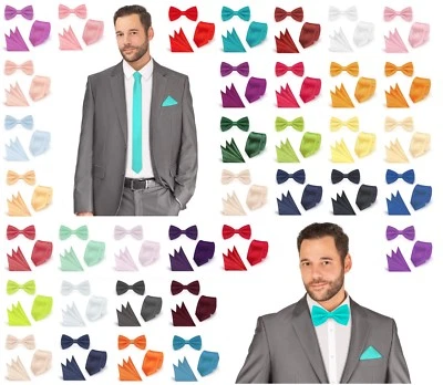 Fliege + Krawatte + Einstecktuch SET hochwertig Hochzeit Busniess Herren Binder - Bild 1 von 4