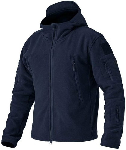 Men's Tactical Fleece Jacket Full-Zip Up Outdoor Windproof Hooded Warm Work Coat - Picture 10 of 43