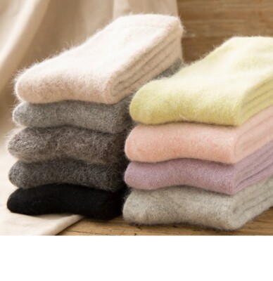5 Pairs Pure 100% Cashmere Wool Thick Warmer Mid Calf Women Woman Winter Socks