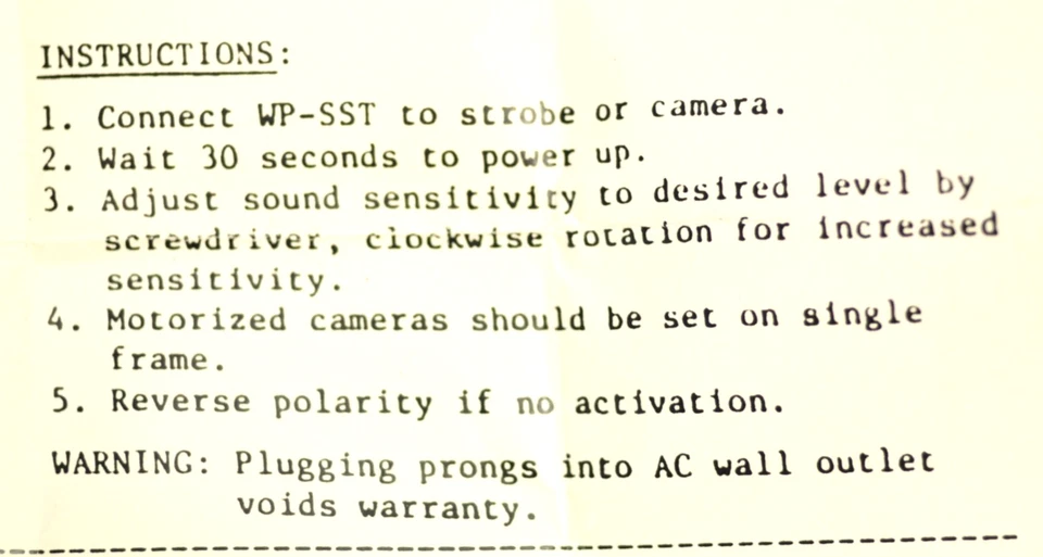 Wein WP-SST batteryless Super Sound Trigger with instructions. New. - Image 2 of 4