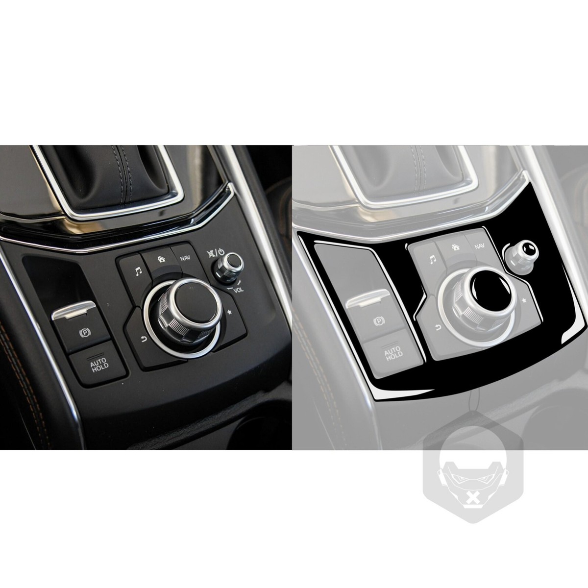 3Pcs Piano Black Center Console Multimedia Panel Trim For Mazda CX