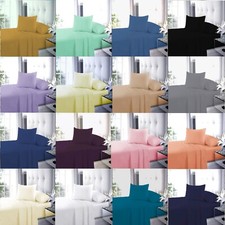 100% Poly Cotton Flat and Fitted Sheet Set with Pillow Case Bedding Set