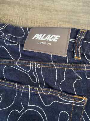 Size 34 (Fits 36) - Palace P45 Splat Denim Jeans Embroidered