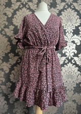 New Look Floral Ptint Belted Faux Wrap Mini Dress Size8