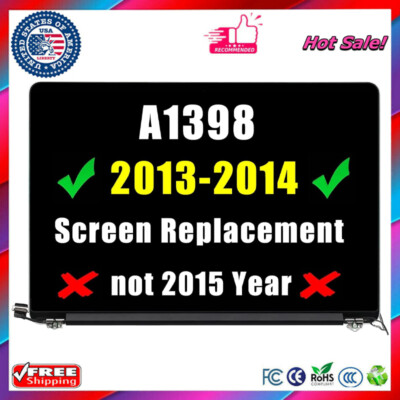 For Apple MacBook Pro A1398 2013 to 2014 661-8310 LCD Screen Display Assembly A+