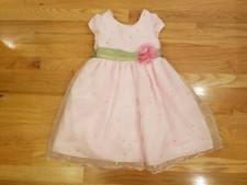 Jona Michelle Girls Dress Short Sleeve Long Full Dress Polka Dots Pink 4 Crepe