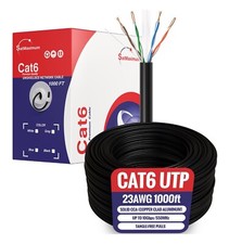 1000FT CAT6 Black UTP Solid Ethernet Cable 23AWG RJ45 LAN Network Bulk Wire