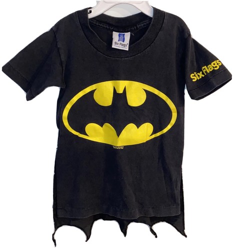 Vintage Batman Halloween Costume Shirt Kids XS 2-4 Six Flags Theme Park Cape 90s - Picture 3 of 12