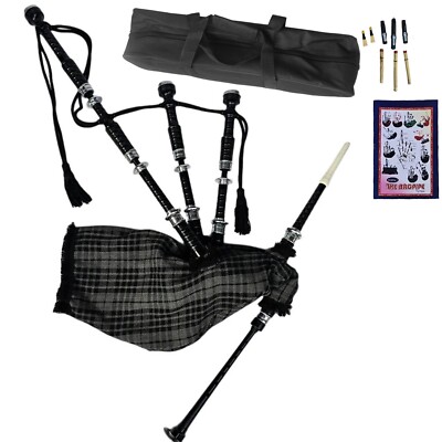 Great Highland Bagpipe   Grey Watch, Silver Mounts & Carry Bag Included