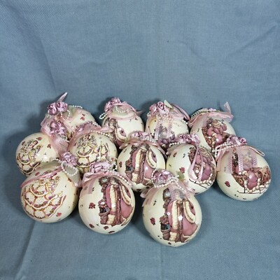 Vintage Dillards Set of 12 Collectible Victorian Ornaments for Christmas 1999