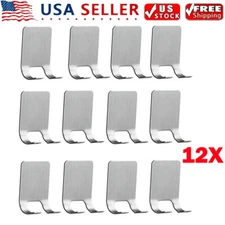 12PCS Stainless Steel Holder Set Adhesive Wall-Mounted Hooks For Razor NEW