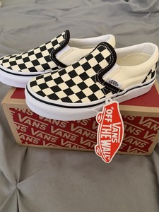 vans slip on checkerboard kids