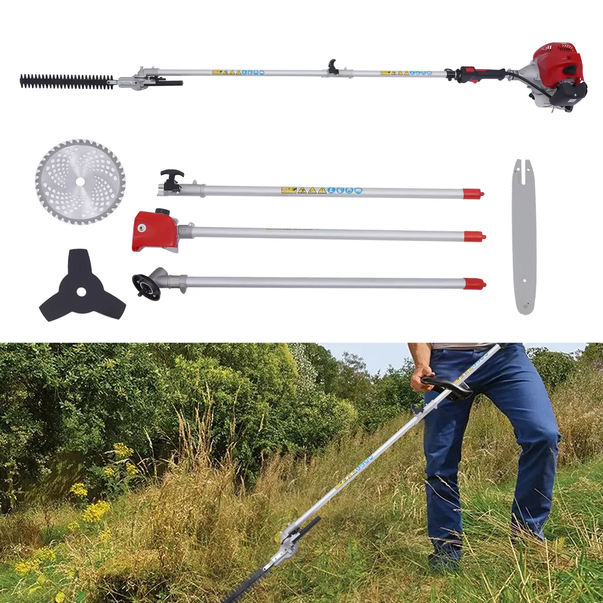 Gas Powered Pole Saw Brush Cutter Gas Hedge Trimmer for Tree Weed