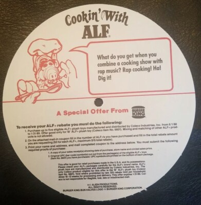 ALF Burger king vintage records アルフ レコード Vintage ALF Burger King promo record 1988 EX+ condition | eBay