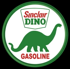 Sinclair Dino Gasoline Tin Sign 11.5 Inches In Diameter