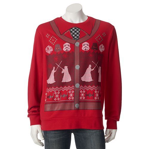 STAR WARS Darth Vader Duel UGLY CHRISTMAS SWEATER SWEATSHIRT Stormtroooper TIE - Picture 1 of 1