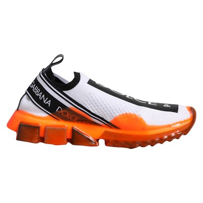 DOLCE & GABBANA Shoes White Orange Slip On Sorrento Sneakers EU38