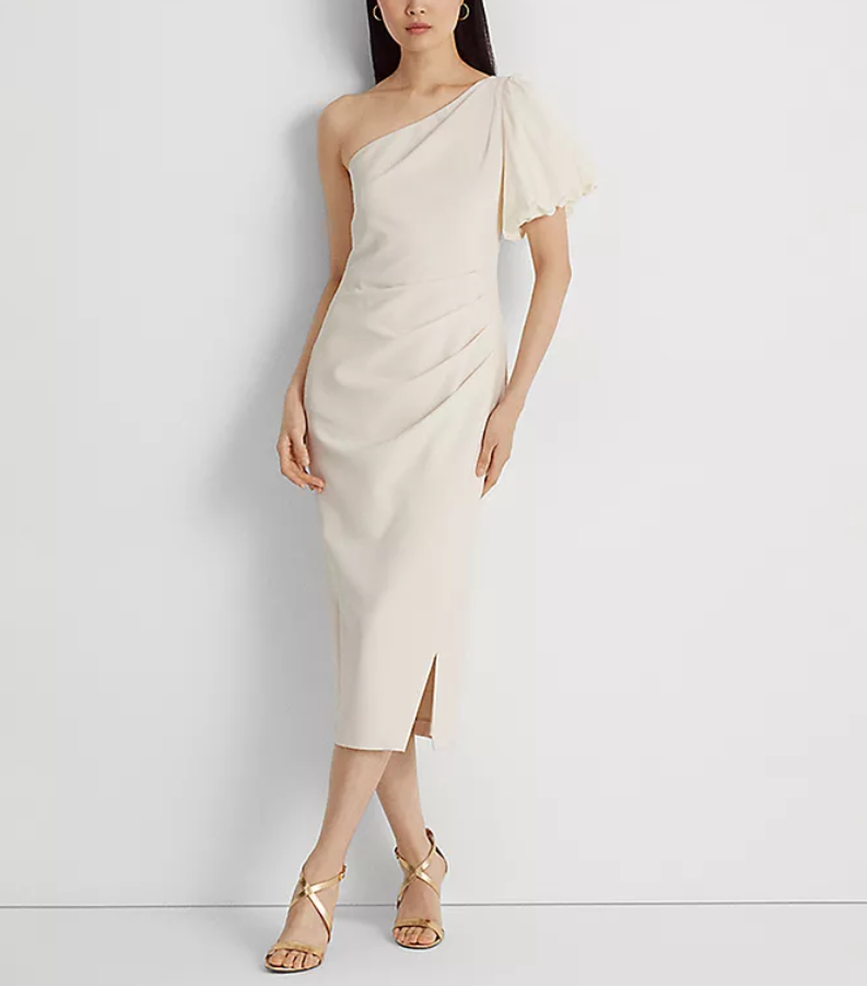 LAUREN RALPH LAUREN One-Shoulder Crepe Cocktail Dress $195