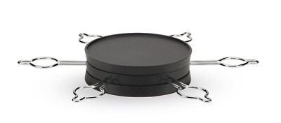 Giannini Fondue: Drehbarer Flexy Teller Aus Chrommetall + Schwarzes Holz