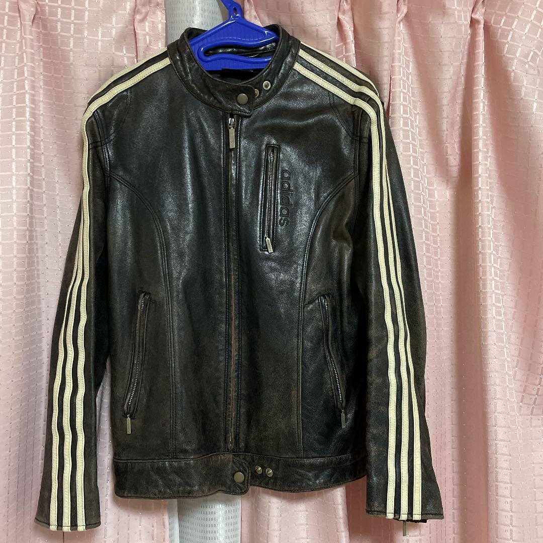 adidas single leather riders jacket vintage size:M from Japan | eBay