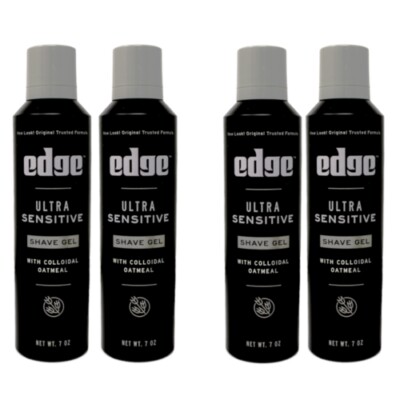 4 Pack Edge Shave Gel, Fragrance Free, Ultra Sensitive, With Oat