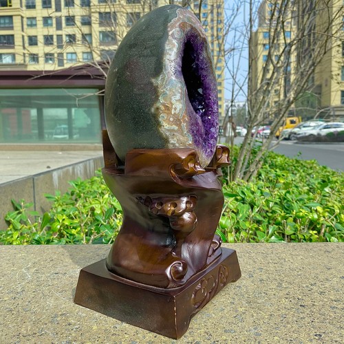 10.71LB High quality rare purple crystal dragon egg cave crystal decoration+base - 第 9/17 張圖片