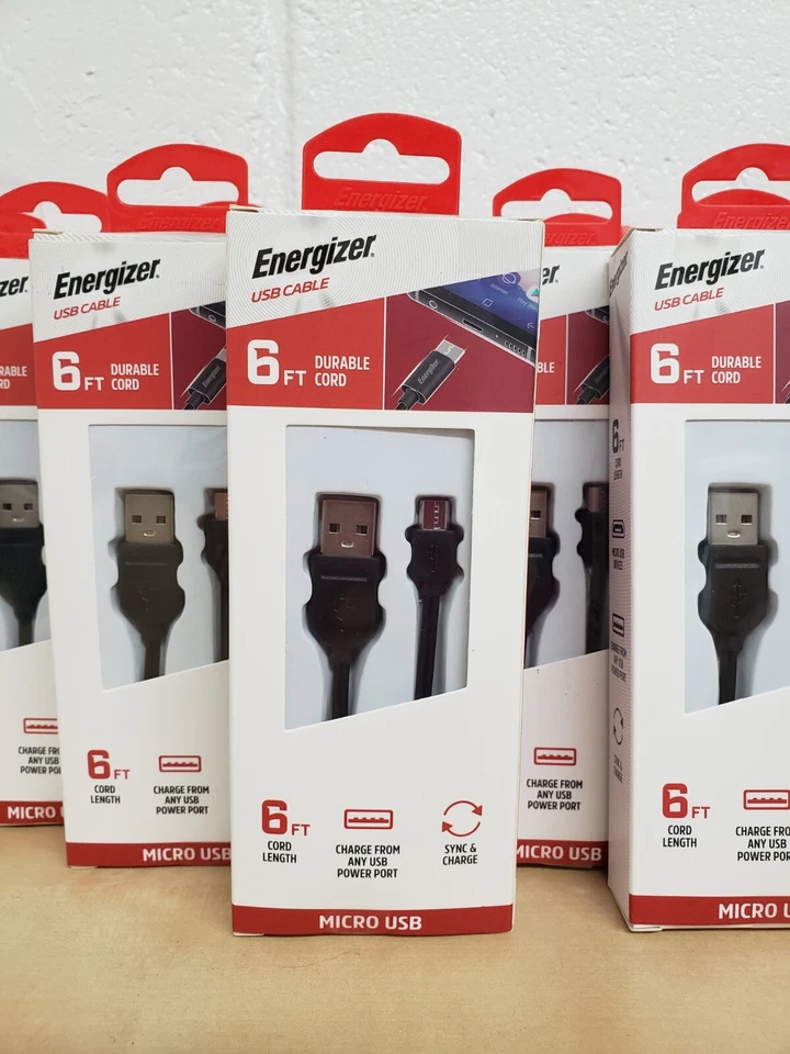 NUEVO Cable USB Energizer Micro USB de sincronización y carga de 6 pies Foto 3 de 4