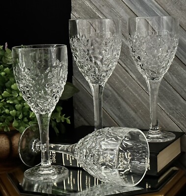 Rosaska Crystal Ice Cold Pattern Wine Glasses 7.5