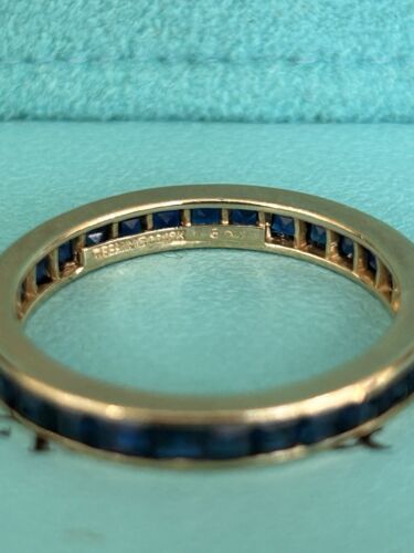 Tiffany & Co 18K Blue Sapphire Square Cut All Around Eternity Band Ring 1.80 TCW - Picture 20 of 24