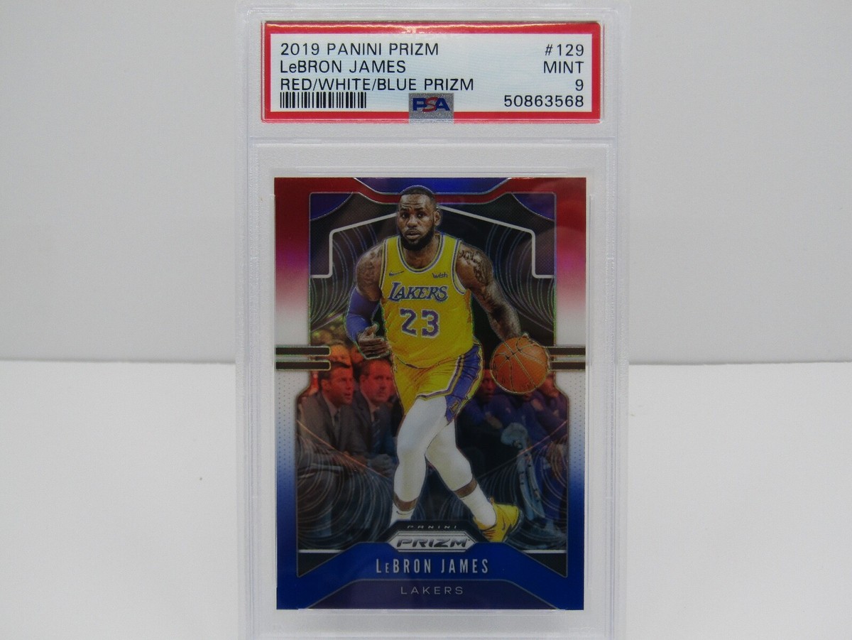 LEBRON JAMES 2019-20 PRIZM RED WHITE & BLUE PRIZM! PSA 9