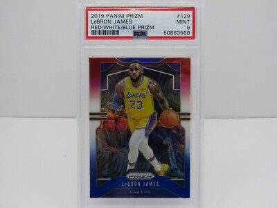 LEBRON JAMES 2019-20 PRIZM RED WHITE & BLUE PRIZM! PSA 9!- LAKERS