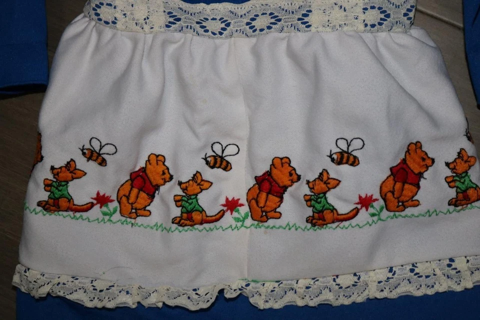 VINTAGE SEARS WINNIE THE POOH GIRLS DRESS BLUE PERMA PREST ROO YOUTH SIZE 4 RARE - Image 3 of 4