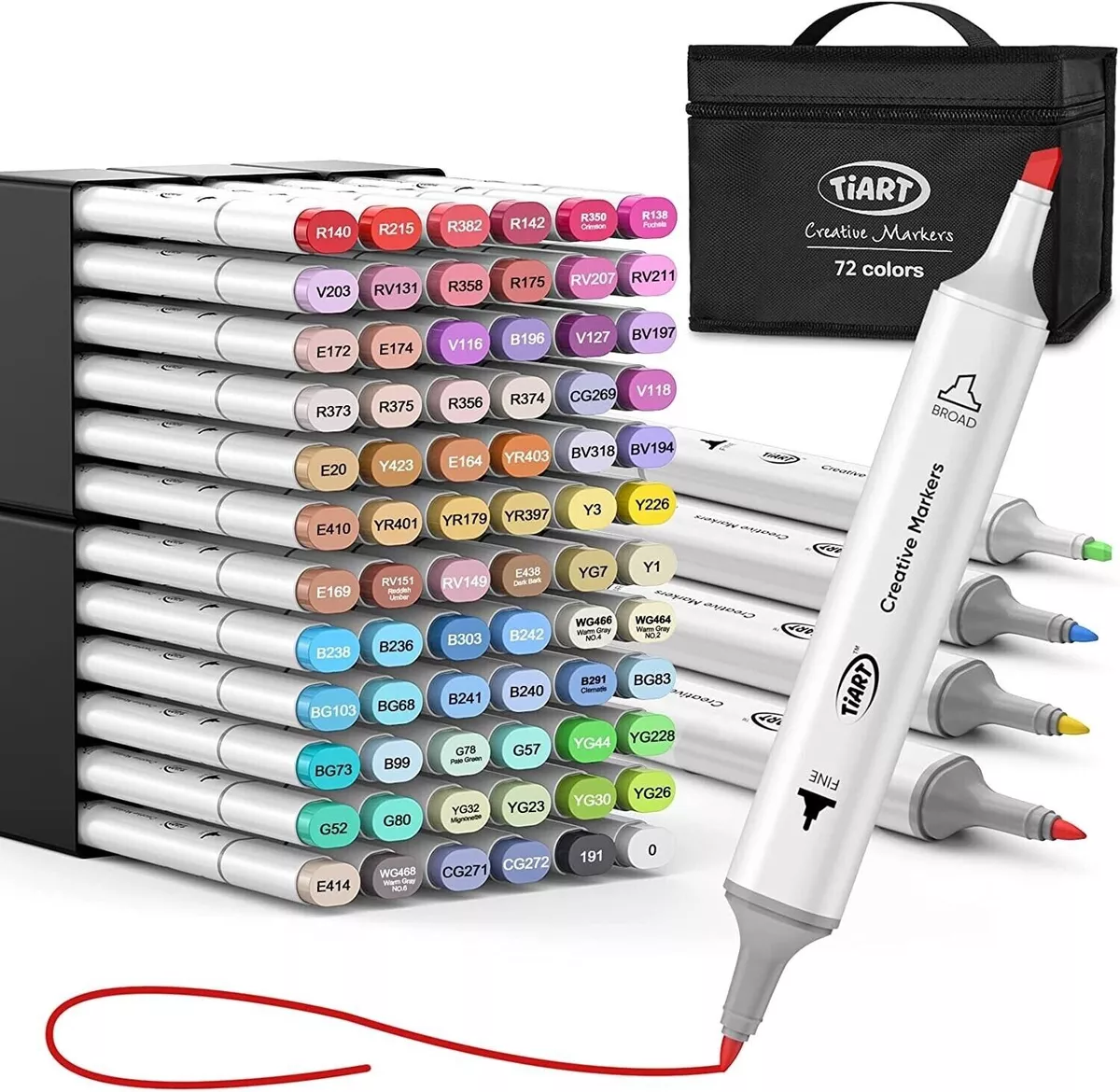 Alcohol-Based Markers Set, Double Tipped Fine&Chisel Art Marker