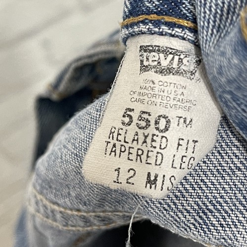 Vintage Levis 550 Jeans 12 Relaxed Fit Tapered Leg Raw Hem Blue USA Womens READ - Picture 4 of 13
