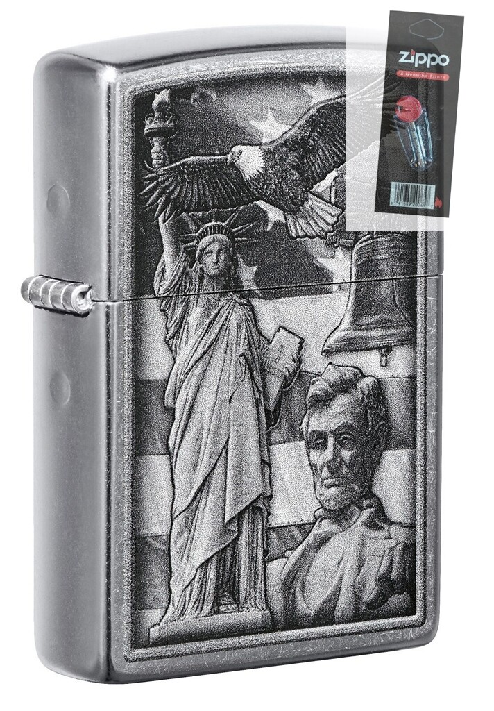 Zippo 49484 American Icons Street Chrome Lighter + FLINT PACK | eBay