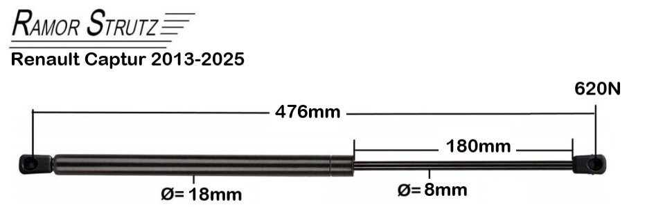 Ramor Strutz 2x Tailgate Gas Struts for a Renault Captur 2013-2025