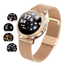 Ladies Smartwatch For Women IP68 Waterproof Fitness Tracker Stainless Steel