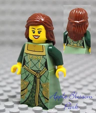 LEGO Kingdoms FEMALE PRINCESS MINIFIG Girl w/Brown Hair Green Castle Dress 10223