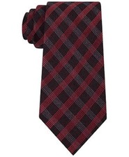  125 Calvin Klein Men'S Plaid Neck Tie Red Slim Silk Skinny Classic Necktie 58x3