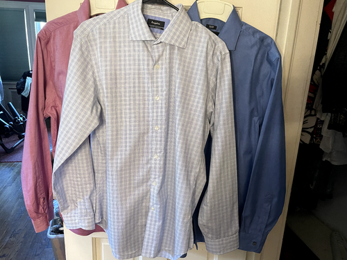 Esquire Dress Shirt Mens Size 17 34/35 Slim Fit Non-Iron