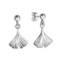 Ohrring OhrhäNger 925 Sterling Silber Weiß Glanz Poliert Motiv Blatt Ginkgo V