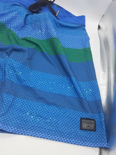 Maui & Sons Black Shark 4 Way Stretch Board Surf Shorts Mens Sz 36 Blue Green - 第 2/6 張圖片