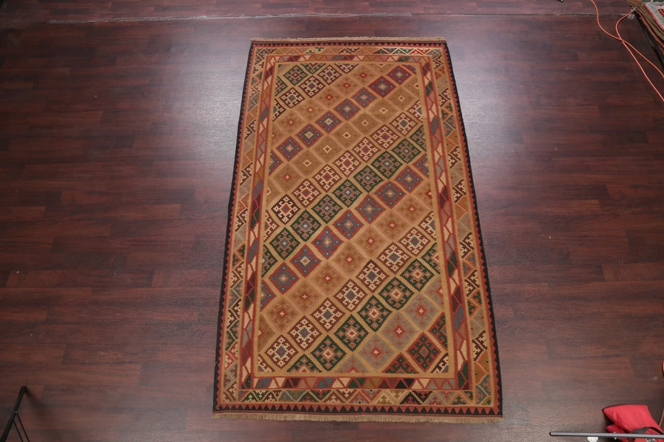 New Geometric Flat-Woven 6x10ft Kilim Shiiraz Oriental Area Rug Handmade - Image 2 of 4